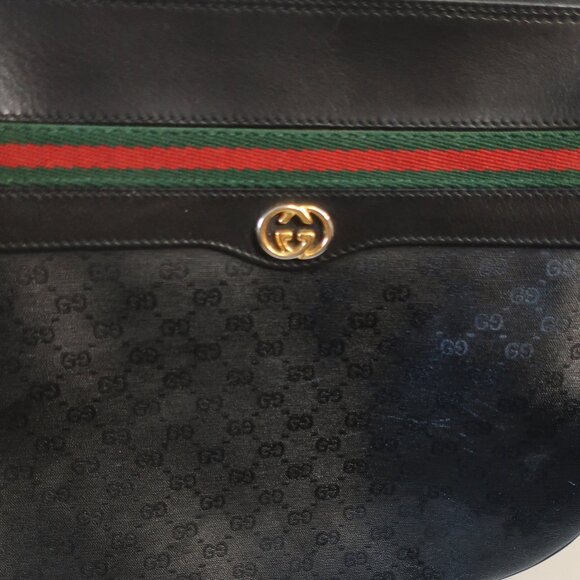 Authentic Womens Gucci Black Guccissima Sherry Web Ophidia Crossbody Handbag - Picture 2 of 16